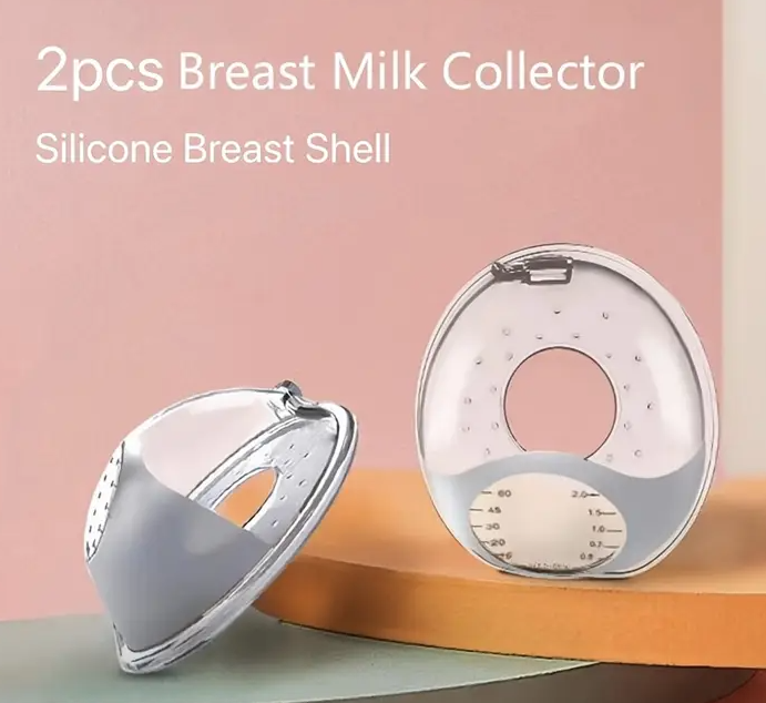 2pcs Silicone Breast Milk Collector With Stand & Scale, Soft Breast Shell, Reusable Nursing Pad Nursing Cup, Portable Travel Milk Saver For Breastfeeding Protect Sore Nipples