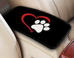 eart & Paw Print Design Car Armrest Mat - Comfortable Polyester Center Console Pad with Colorful Dog Motif for Auto, Sedan, SUV, eart & Paw Print Design Car Armrest Mat - Comfortable Polyester Center Console Pad with Colorful Dog Motif for Auto, Sedan, SUV,