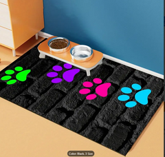 Waterproof Non-Slip Dog and Cat Feeding Mat - 1pc with Colorful Paw Prints, Polyester with Spandex Foil Filling for Dogs Waterproof Non-Slip Dog and Cat Feeding Mat - 1pc with Colorful Paw Prints, Polyester with Spandex Foil Filling for Dogs
