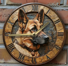 Aluminum Wall Clock with German Shepherd Design Aluminum Wall Clock with German Shepherd Design