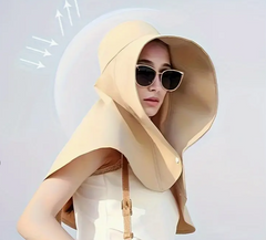 Fashionable Summer Beach Hat] 1pc Fashionable Hat With Lengthened Neck Guard, Simple And Durable Design, For Summer Beach Outdoor Festival Daily Life