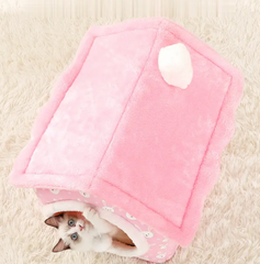 New Foldable Pet House Warm Comfortable Soft Pet Bed Washable Puppy Cave Non-slip bottom Cat Dog Cage