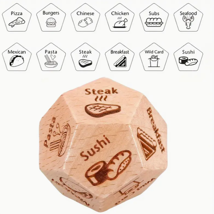 Food Decision Dice - Romantic Couples Game for Date Nights & Celebrations - Anniversary, Valentines, Birthday & Christmas Gifts for Him, Her, Boyfriend, Husband