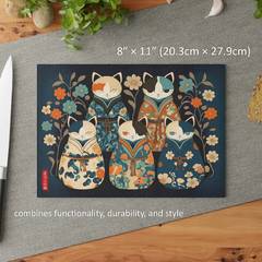 Tempered Glass Cutting Boards For Cat Lovers for Kitchen 15" X 11"