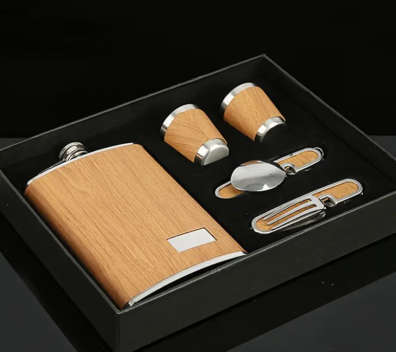 6pcs, Flask Set, Stainless Steel Men's Small Hip Flask, Outdoor Portable Hip Flask Set With Cups, Funnels, And Metal Wine Accessories, Portable Wine Set