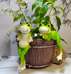 2-Pack Resin Frog Planter Hangers, Artistic Garden Statues
