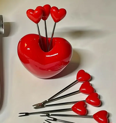 10pcs Stainless Steel Love Heart Fruit Fork Set, Cake Forks for Snack Tableware,
