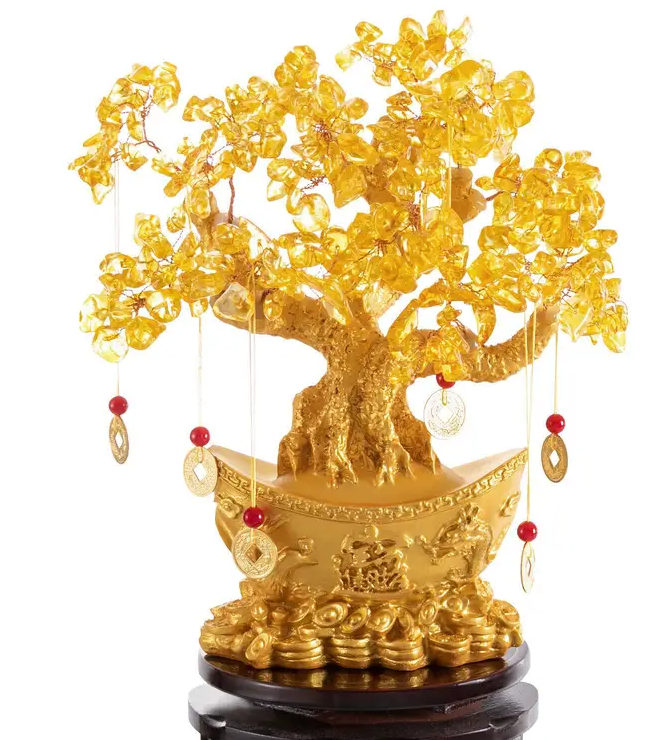 Golden Money Tree Tabletop Decoration Symbolizing Wealth and Prosperity for Home Office and Gift Occasions