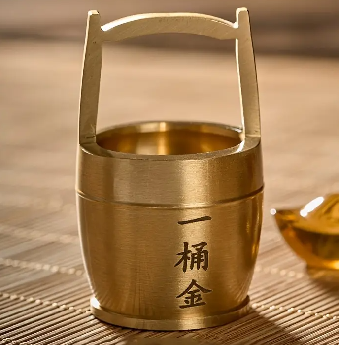 pc Lucky Brass Cylinder - Feng Shui Wealth Decor, Charming Home & Room Accent, No Power Needed, Perfect for Holiday Display
