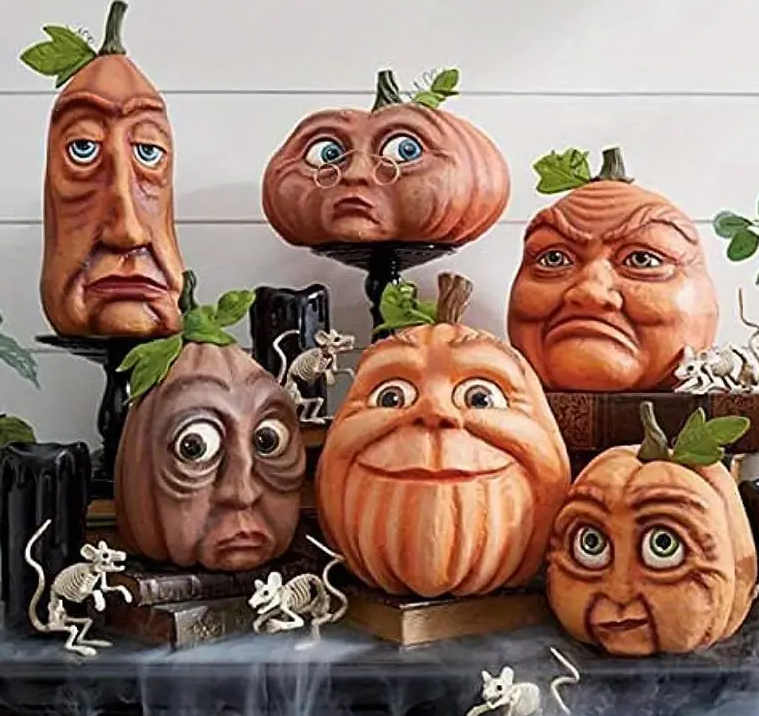 Expressive Pumpkin Family Halloween Decorations, Pumpkin Lantern Venue Props for Haunted House Bar Party
