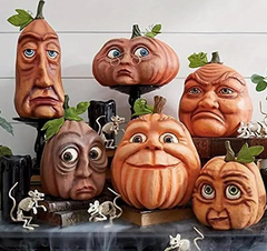 Expressive Pumpkin Family Halloween Decorations, Pumpkin Lantern Venue Props for Haunted House Bar Party