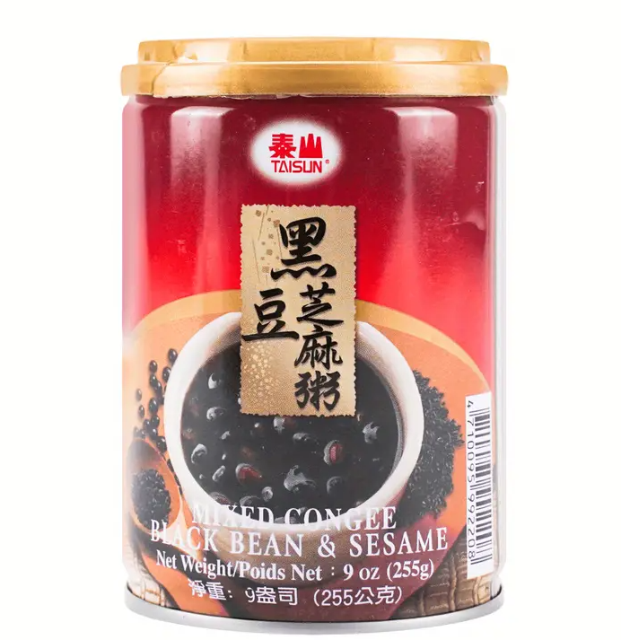 [4 Packs Black Bean Porridge] 4pcs in Total, 24 Cans in Total, Taiwan Taishan Black Bean Sesame Porridge 255g*4 Packs*6 Cans, Super Value Pack, 1pc of 6 Cans