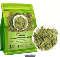 FullChea Longjing Tea 8.8oz/250g Dragonwell Tea Chinese Green Tea Loose Leaf Dragon Well Toasty Bean Aromatic