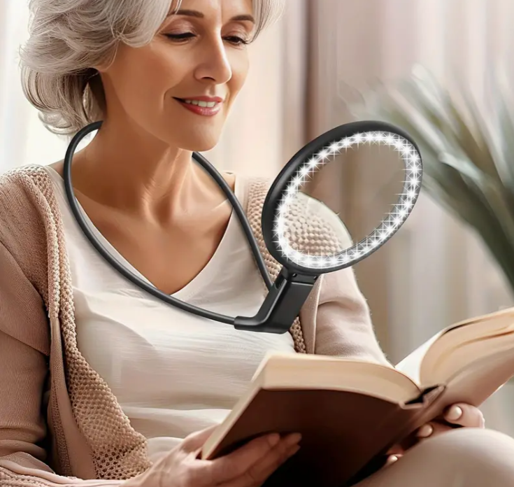10X Magnifying Glass With 36 LED Light, 5.2 Inch Large Magnifier With Light Hands Free, Neckwear Magnifying Glass With Flexible Gooseneck For Close Work, Reading, Sewing Low Vision Seniors