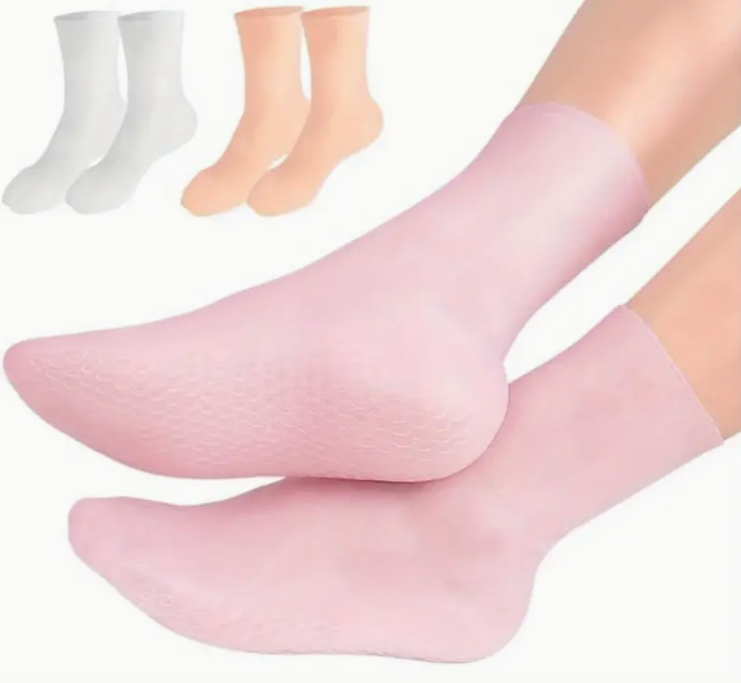 3 Pairs of Silicone Moisturizing Socks for Foot Pain Relief & Hydration - Anti-Slip, Stretch-Resistant, Comfortable Fit for Men & Women (Pink, Beige, White), Moisturizing Foot Socks 12 sold Sold by CHANWW