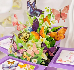 3D Pop-Up Birthday Card with Floral & Butterfly Design - Handwritten Message, Premium Paper, Perfect for Parents, Friends, Grandparents - Unique Creative Gift Idea