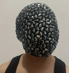 Sparkling Sequin Face Mask for Nightclub Performances – Funky Handmade Glitter Accessory, Hip-Hop Rock Style, Polyester Material, Eye & Mouth Coverage, Perfect for Parties and Events