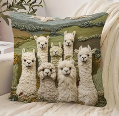 Home Relaxation | Charming Alpaca Print Pillow Cover, 18x18 Inch - Double-Sided, Vintage Style