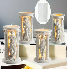 3D Greek Mythology Silicone Mould, Goddess Athena Resin Casting Candle Mould for Epoxy, Plaster, Clay - Home Decoration Scented Candle Making Kit, Cylinder Shape - DIY Craft Moulds