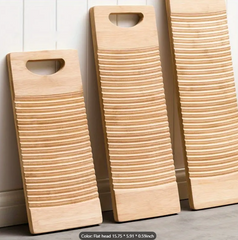 Sturdy Bamboo Laundry Board] 1pc Large & Small Sturdy Bamboo Washboard - Thickened Mini Laundry Board with Easy-Carry Handles, Rustic Natural Wood Finish