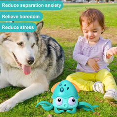 Interactive Dog Toys, Escaping Octopus Dog Toy with Obstacle Avoidance Sensor, Dancing Octopus Toys with Music Sounds & Lights for Dogs Cats Pets, Pre-Kindergarten Learning Crawling Toys