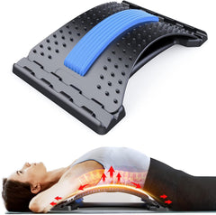 Back Stretcher for Lower Back Pain Relief, 3 Level Adjustable Lumbar Back Cracker Board, Back Cracking Device, Back Massager for Scoliosis, Spine Decompression (Black)