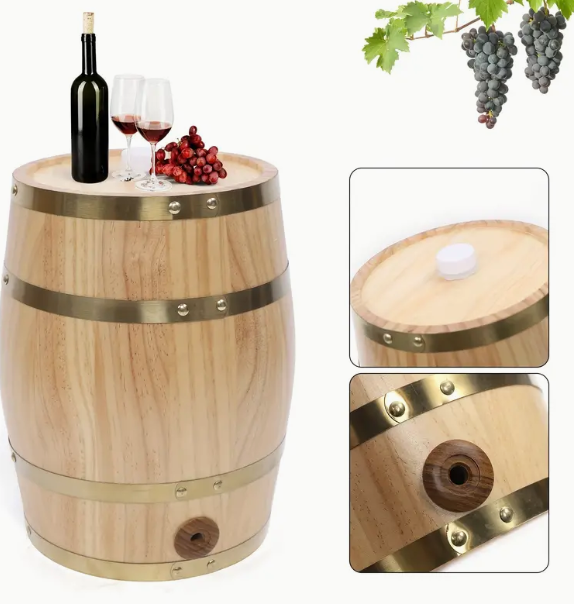 10L Authentic Wooden Liquor Dispenser Barrel - Aesthetically Pleasing & Rustic Charm - Perfect for Wine, Brandy, Whiskey, & Beer - Premium Wood Construction with Convenient Spigot