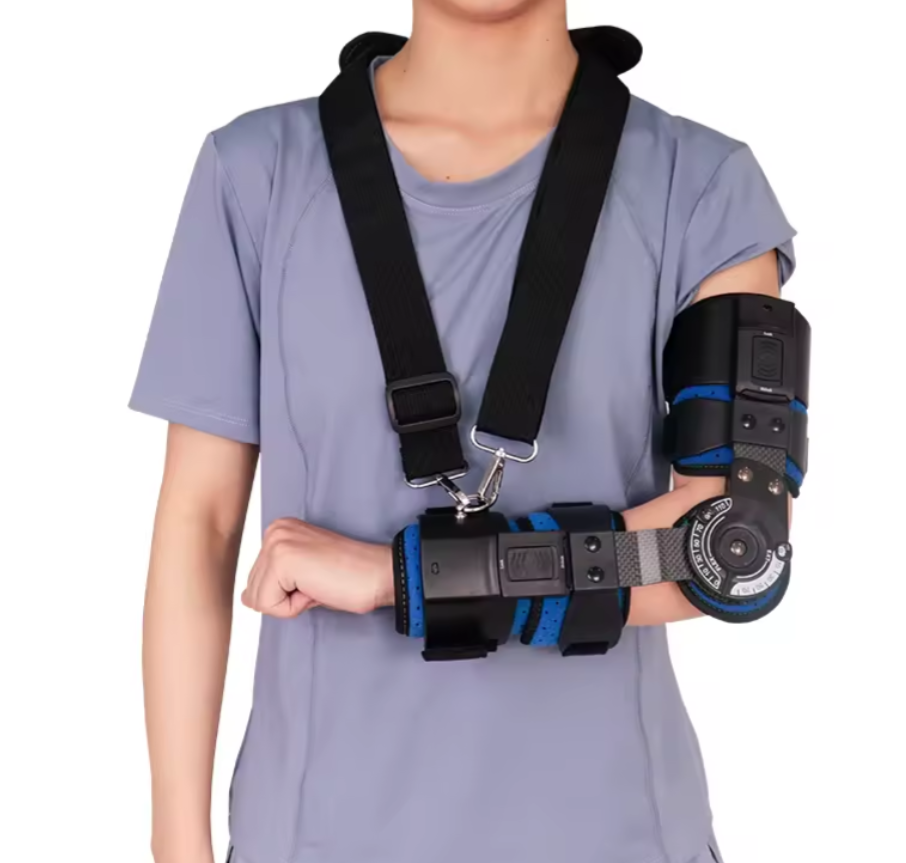 Adjustable hinged Elbow Brace Orthopedic Medical Post-Op Support ROM Plastic Nylon Arm Guard Physical Therapy Equipment