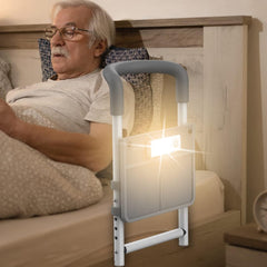 Bed Rails for Elderly Adults - with Motion Light & Storage Pocket, Bedside Assist Bar for Seniors & Surgery Patients - Medical Bed Handles w/Extendable Height & Lenth Fit Any Bed