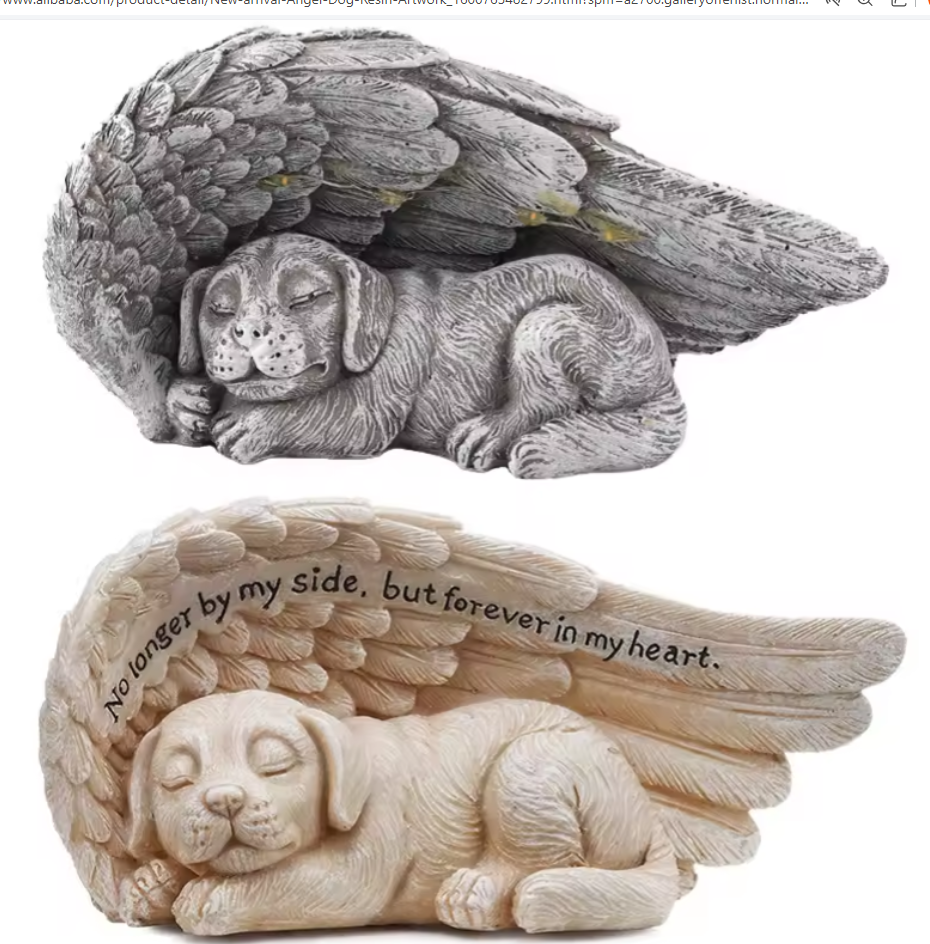 Angel Dog Resin Artwork Decoration Angel Wings Memorial Pet Tombstone