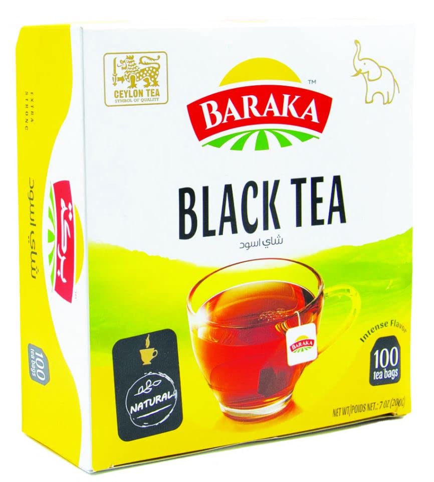 Baraka Natural Black Tea Bags 100 Count Bulk Box | Pure Premium Original Caffeinated Ceylon Tea Imported from Sri Lanka | Authentic Sri Lankan Black Tea for Brewing Hot or Cold