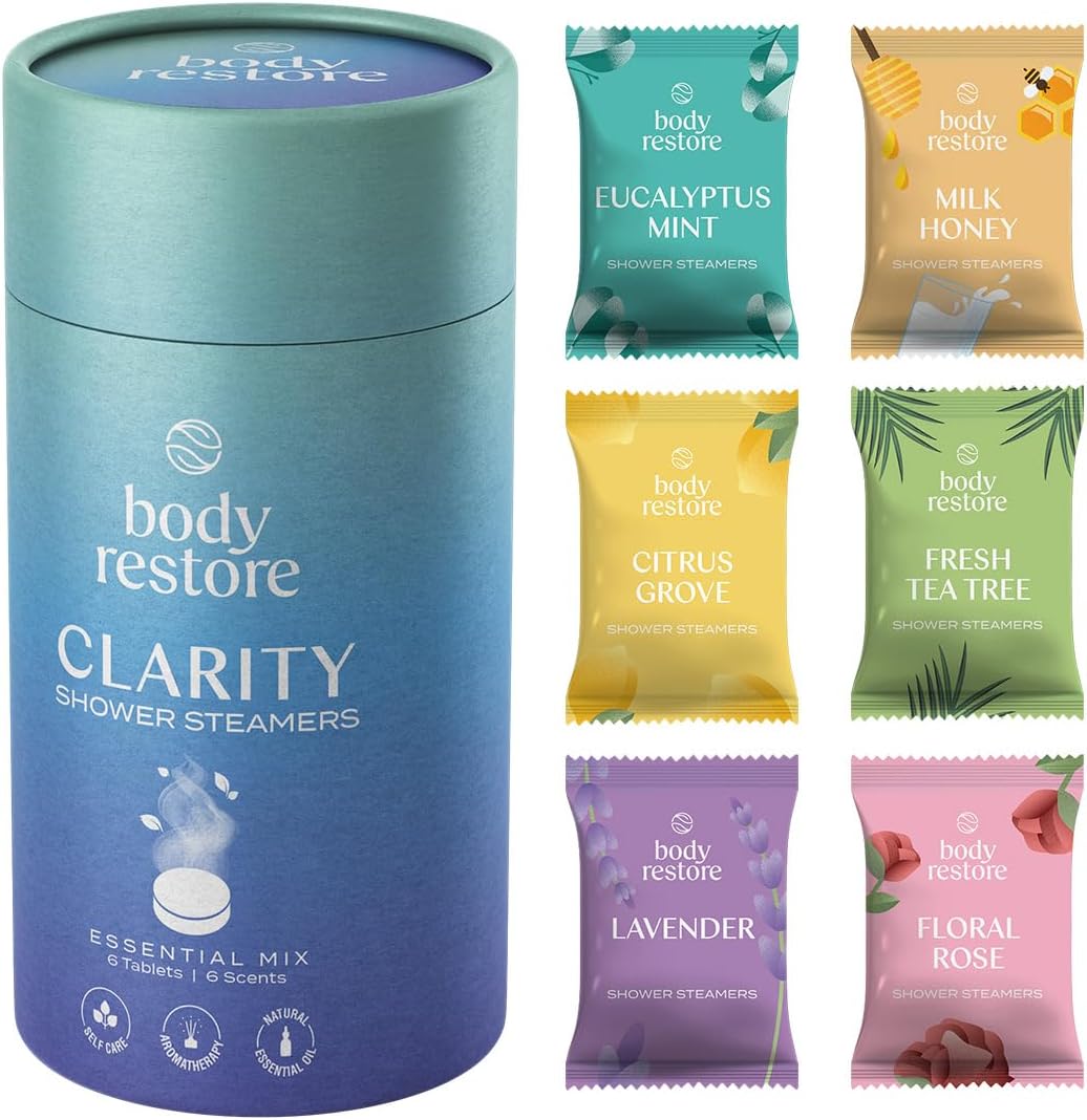 Body Restore Shower Steamers Aromatherapy 6 Pack - Mothers Day Gifts, Relaxation Birthday Gifts for Women and Men, Stress Relief and Luxury Self Care - Variety