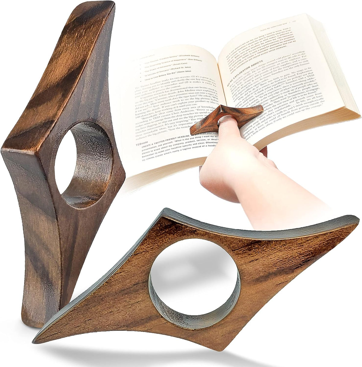 Book Page Holder -Handmade Natural Walnut Thumb Bookmark