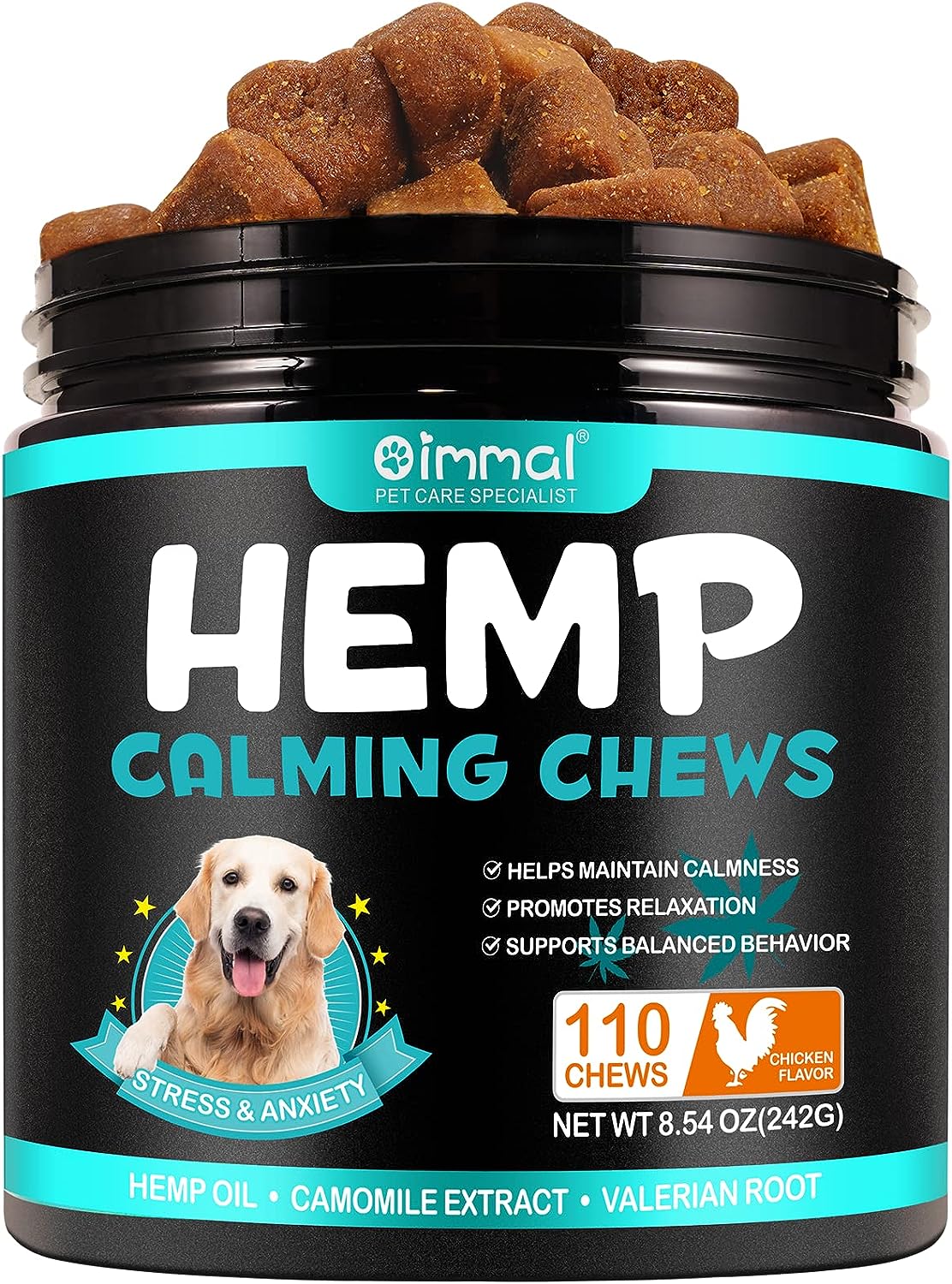 Calming Chews for Dogs, Dog Calming Chews - Anxiety Relief Treats, Aid with Separation, Barking, Stress Relief, Thunderstorms for All Breeds & Sizes