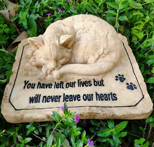 Cat Memorial Garden Stone Statue, Sleeping Cat Design, Pet Memorial Gift  for Loss of Cat