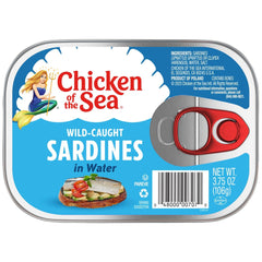 Chicken of the Sea Sardines in Water, Wild Caught, 3.75 oz. Can (Pack of 18)