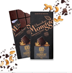 Chocolate Monggo Indonesia's Finest Chocolate Monggo CASHEW NUTS Dark Chocolate 100% Of Cocoa - Tablet 80g