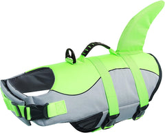 Dog Life Jacket Ripstop Shark Dog Safety Vest Adjustable Preserver with High Buoyancy and Durable Rescue Handle for Small,Medium,Large Dogs, Green Shark X-Large