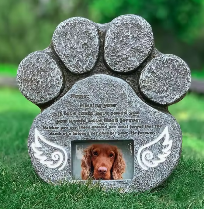 Dog Memorial Stone Pet Tombstone in Lawn and Garden