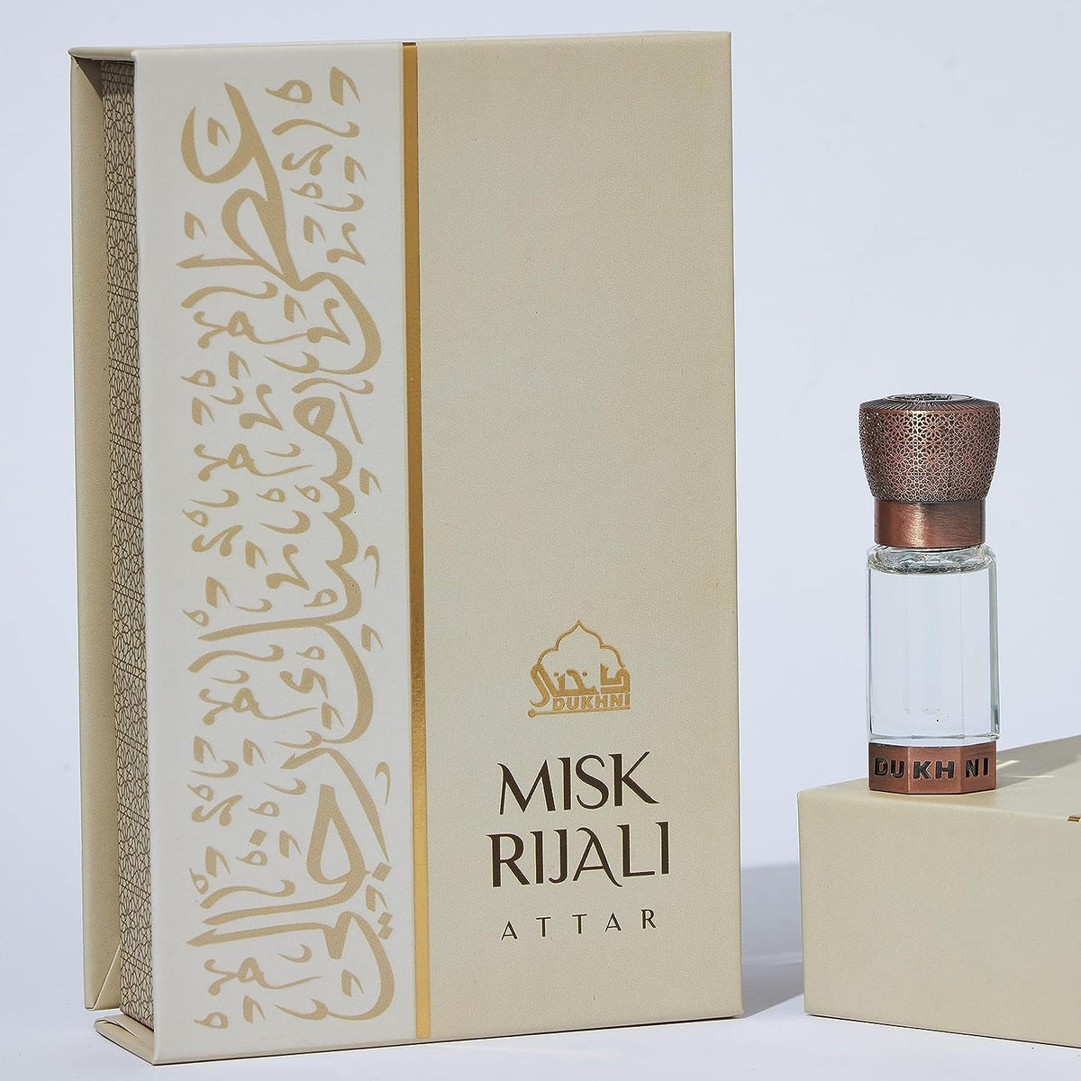 Dukhni Misk Rijali Attar | Soft Silky White Musk | Authentic Arabic Fragrance Oil | 100% Pure, Alcohol-Free, Halal | 1 bottle x 6ml