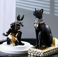 Egyptian Anubis Dog & Cat God Figurines, Decorative Wine Rack Bottle Holder Storage Statue, Home Living Room Desktop Decor,