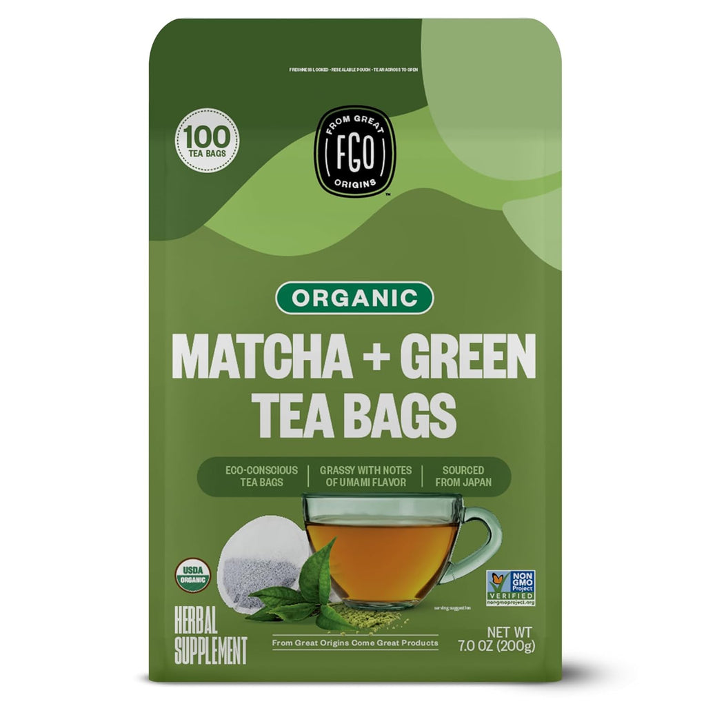 Buy FGO Organic Japanese Matcha + Green Tea, Eco-Conscious Tea Bags ...
