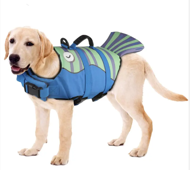 Fish Shaped Dog Life Jacket High Flotation Dog Life Vest for Swimming Adjustable Dog Safety Vest