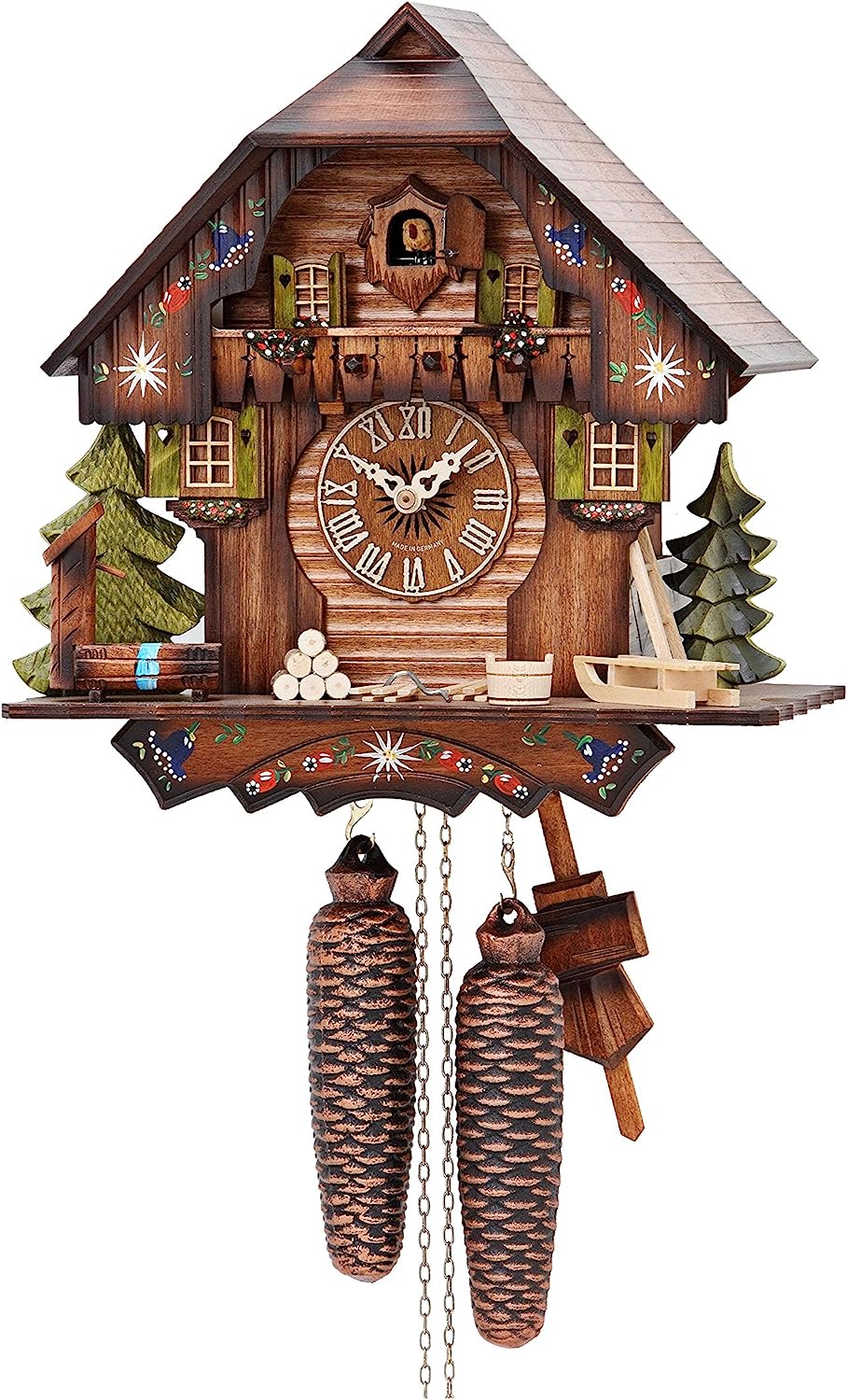 German Cuckoo Clock 8-day-movement Chalet-Style 13 inch