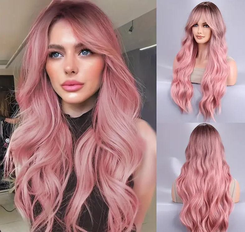 Gradient Pink Long Wave Wig