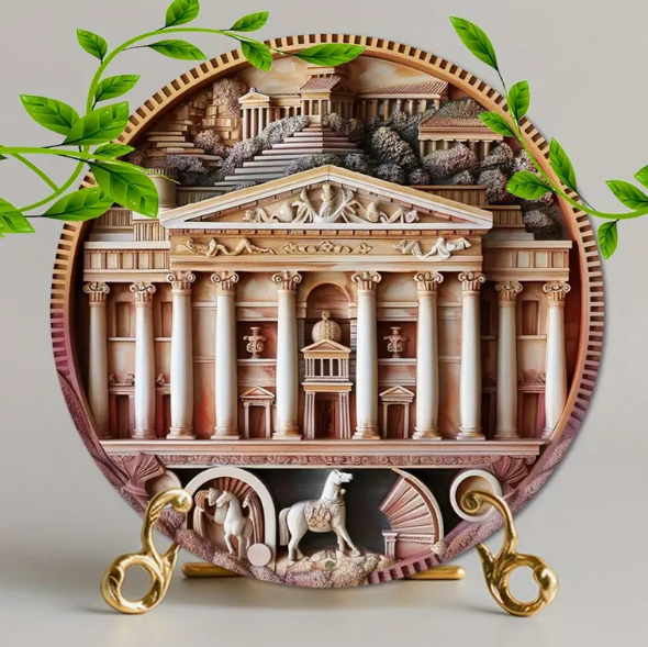 Product Description: Classic Greek Architecture Metal Wall Art