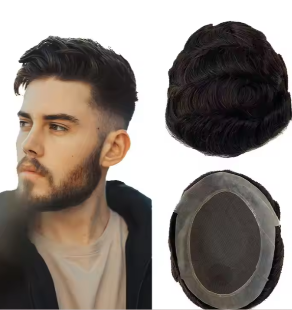 Hair Australia Lace PU Men Toupee Indian Human Hair Wave Straight Hair Replacement System Men Wig