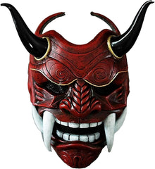 Halloween Japanese Samurai Hannya Oni Mask Latex Half Face Demon Cosplay Costume Airsoft Masks for Men Kids