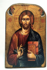 Handmade Wooden Greek Christian Orthodox Mount Athos Icon of Jesus Christ