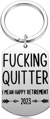 Funny Retirement Gifts for Men Women - Quitter I Mean Happy Retirement Keychain 2023